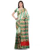 Green woven polycotton saree with blouse
