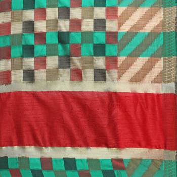 Green woven polycotton saree with blouse 4