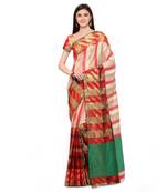 Multicolour woven polycotton saree with blouse