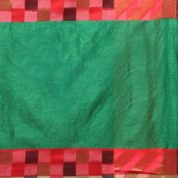 Multicolour woven polycotton saree with blouse 4