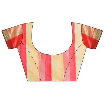Multicolour woven polycotton saree with blouse 5