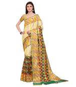 Yellow woven polycotton saree with blouse
