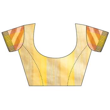 Yellow woven polycotton saree with blouse 5