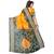 Yellow printed bhagalpuri silk saree with blouse
