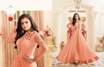 Orange embroidered georgette salwar 1