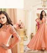 Orange embroidered georgette salwar