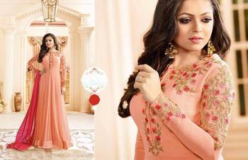 Orange embroidered georgette salwar 2