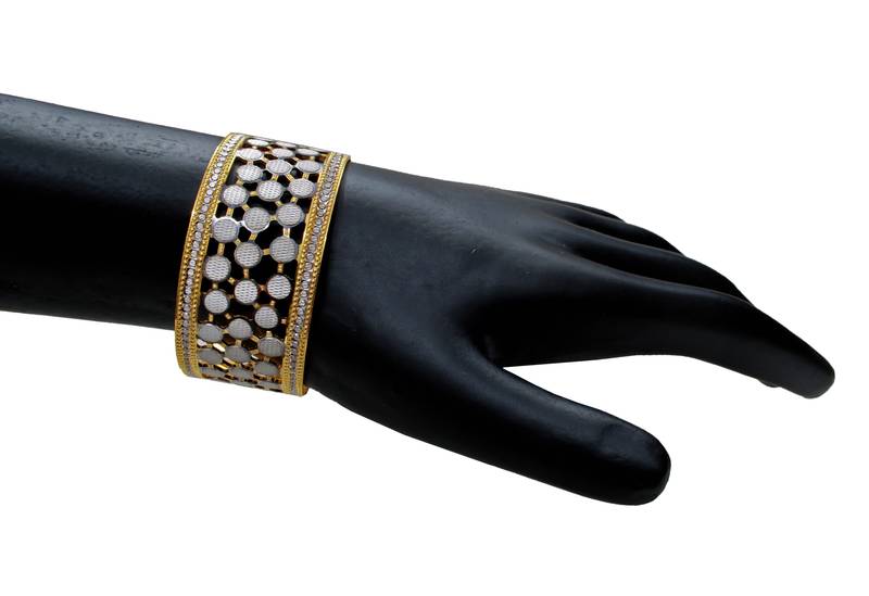 Babosa Sakhi Indian Ethnic Bollywood Party 22K Gold Plated Antique Festive Broad Kada Bangle