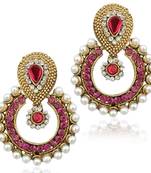 Pearl rani pink ethnic India traditional bollywood woman jewelry earring b332r