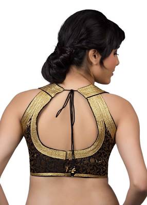 Black and Gold Brocade Thread Embroidered Blouse 2