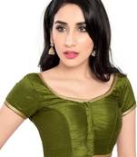 Bottle Green Silk Plain Readymade Blouse