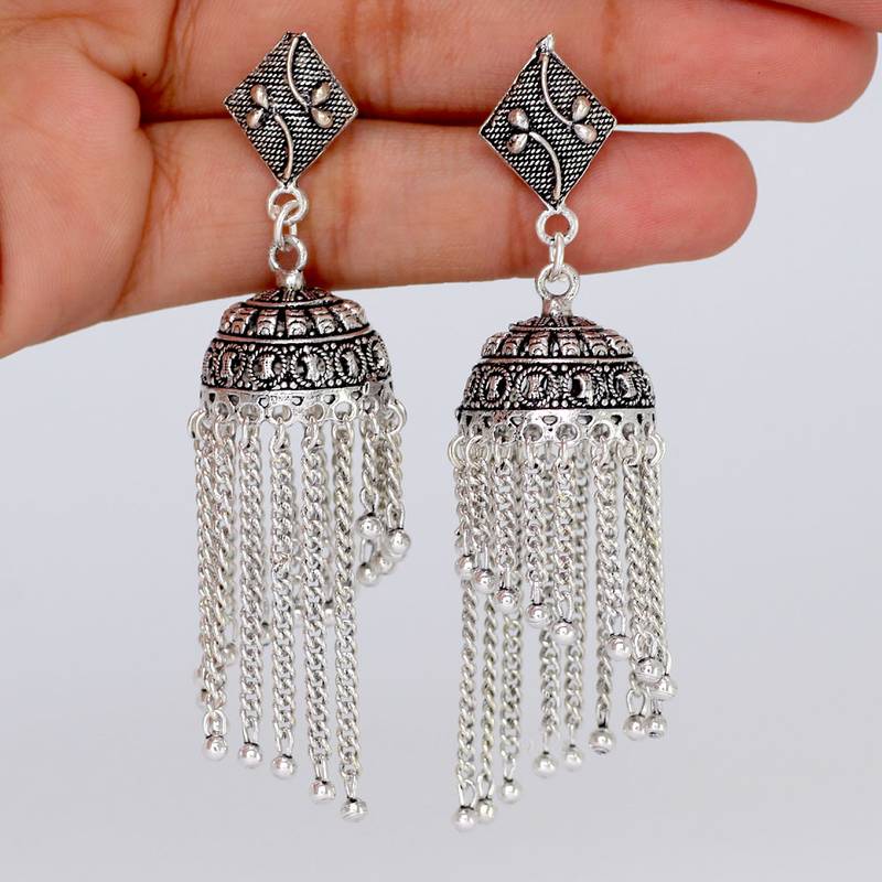 Silver metallic earrings