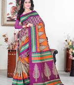 Multicolor Printed Cotton Silk Saree With Blouse
