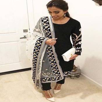 Black embroidered silk salwar 1