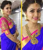 light_blue plain chanderi saree with blouse