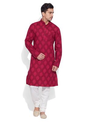 raspberry cotton printed stitched kurta 1