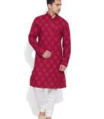raspberry cotton printed stitched kurta