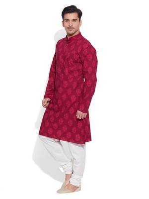 raspberry cotton printed stitched kurta 2