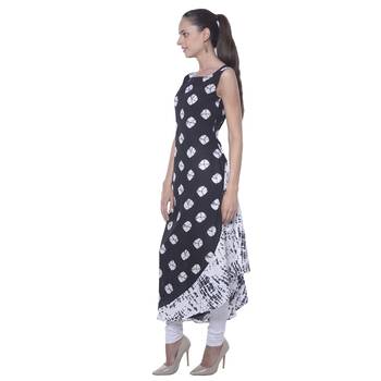 black abstract_print cotton stitched kurti 3