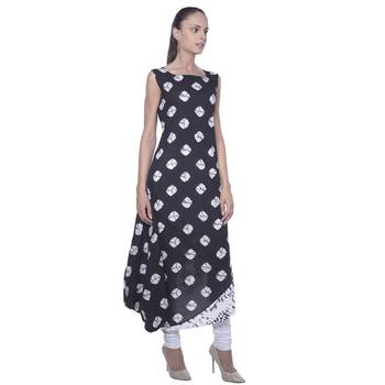 black abstract_print cotton stitched kurti 4