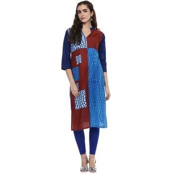 multicolor abstract_print cotton stitched  kurti 2