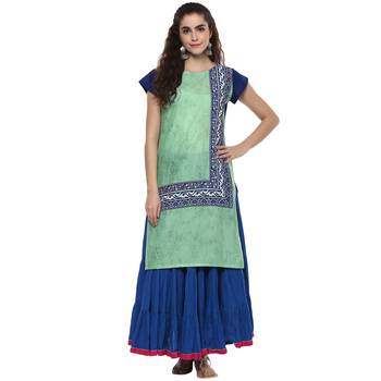 multicolor abstract_print cotton stitched  kurti 1