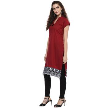 maroon abstract_print cotton stitched  kurti 4