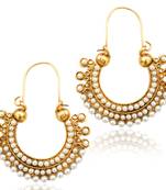 Pearl golden finish ethnic bali hoop Indian vintage ethnic jewelry earring dds PSEAZ001WH mz1