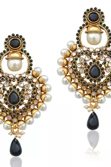 Royal black antique really ethnic pearl polki Mughal Rajputana earringj40k pseaz003ka