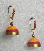 Orange with red hanging quilled jhumkas