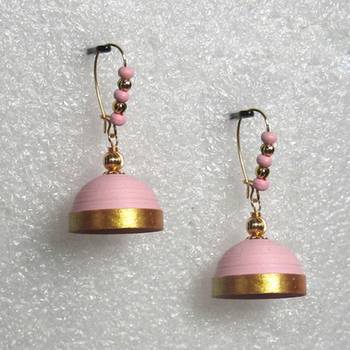 Light pink hanging quilled jhumkas 1
