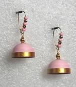 Light pink hanging quilled jhumkas