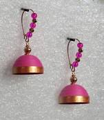 Pink hanging quilled jhumkas