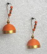 Orange hanging quilled jhumkas