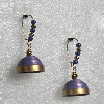 Lavender hanging quilled jhumkas 1