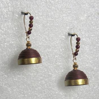 Coco brown hanging quilled jhumkas 1