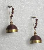 Coco brown hanging quilled jhumkas
