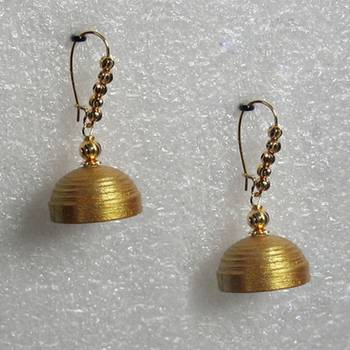 Gold hanging quilled jhumkas 1