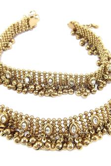 antique style cz gold plated bridal anklet Oa1