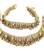 antique style cz gold plated bridal anklet Oa1