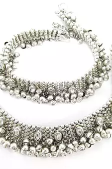 antique style cz silver plated bridal anklet Oa2