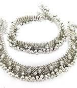 antique style cz silver plated bridal anklet Oa2