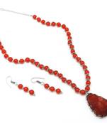 Durzy Pendant  Necklace With Red Crystal Beads
