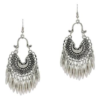 Silver Color Silver Plated Afghani Earrings 1