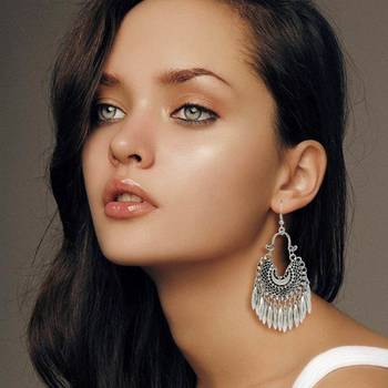 Silver Color Silver Plated Afghani Earrings 2