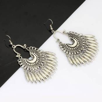 Silver Color Silver Plated Afghani Earrings 4