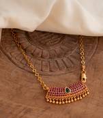  ruby emerald pendant short 18" necklace one gram gold