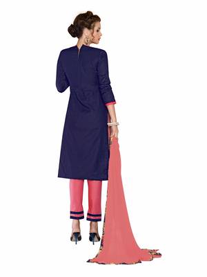 Blue Embroidered Cotton Salwar With Dupatta 3