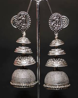 Silver pearl  jhumkas 1