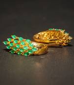 Gold emerald   brass hoops